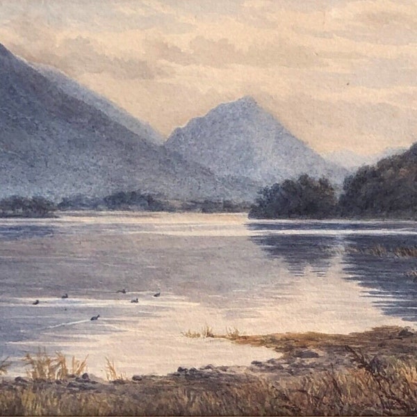 Mary Backhouse Bigland Original Late 19th Century Antique Watercolour Painting of Skiddaw, Cumbria English Lake District Landscape