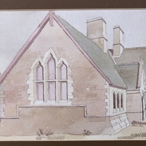 Dipinto ad acquerello originale, firmato indistintamente, dei primi del XX secolo, Old School House Buckden Yorkshire, paesaggio inglese
