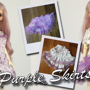 1/3 SD BJD Purple Skirt Clothes Bjd Outfit for Doll,Handmade Doll Clothes Cotton Skirt Lace Organdy