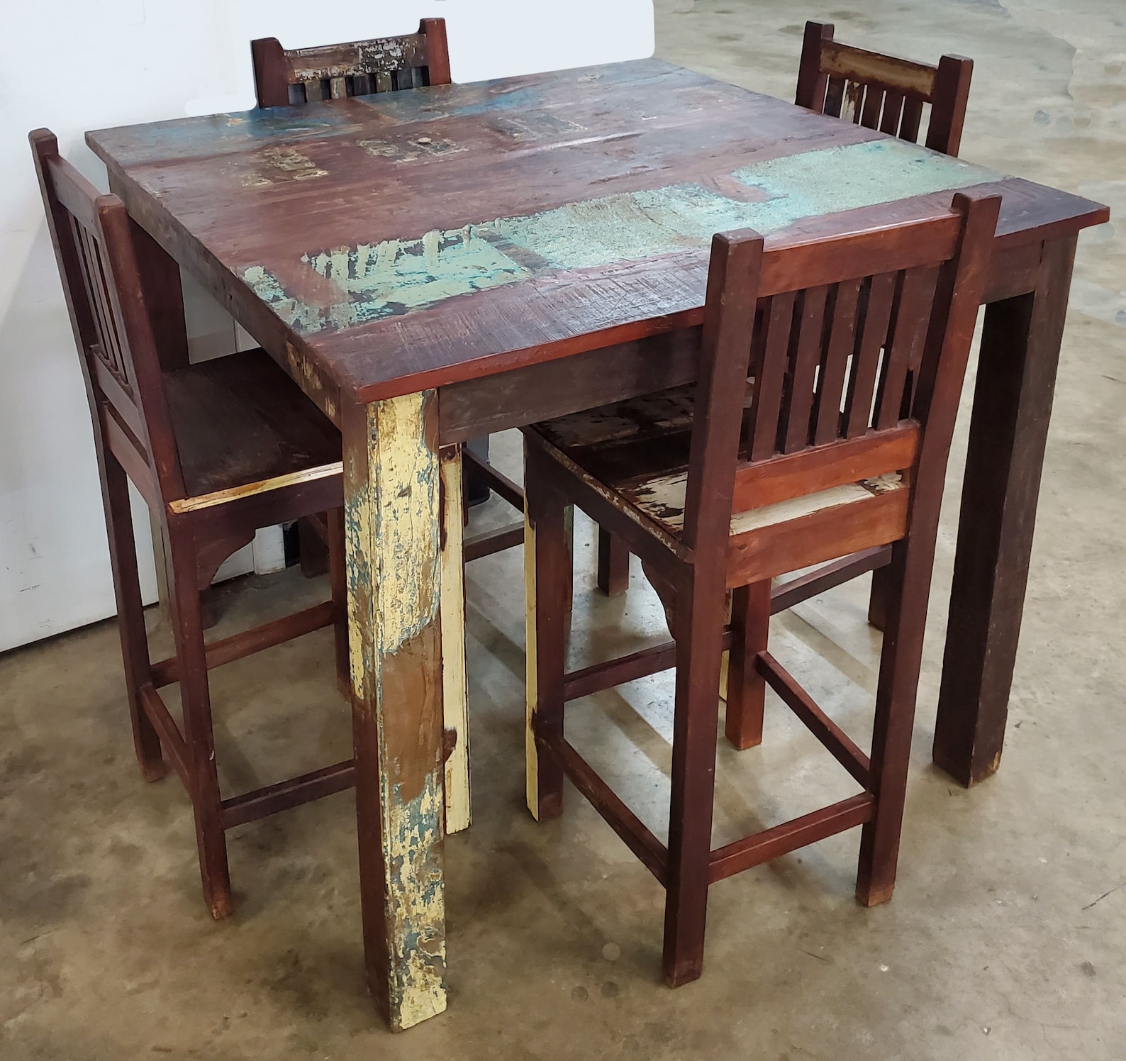 High Top Indonesian Wood Dining Table Set Etsy