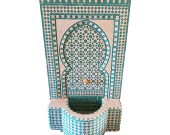 Aqua / White Moroccan Mosaic Fountain, Tarsi3