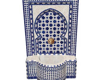 White / Blue Moroccan Mosaic Fountain, Tarsi3