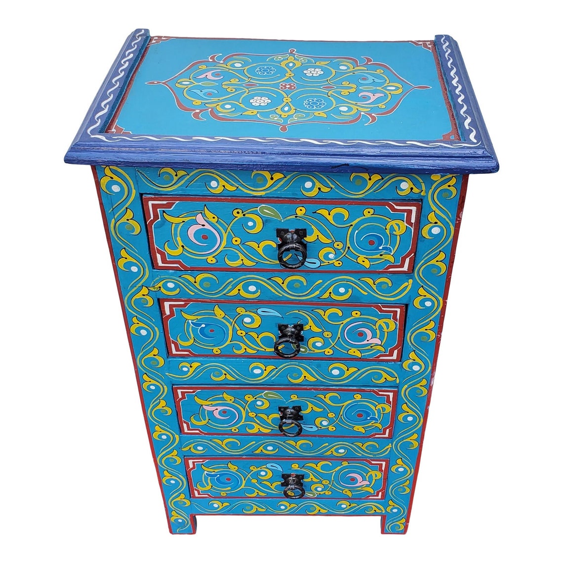 Moroccan Hand Painted Wooden Nightstand 8 Etsy