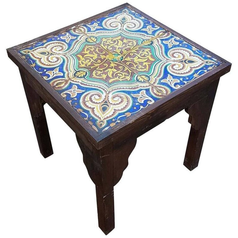 19th Century Mosaic Tiles Side Table