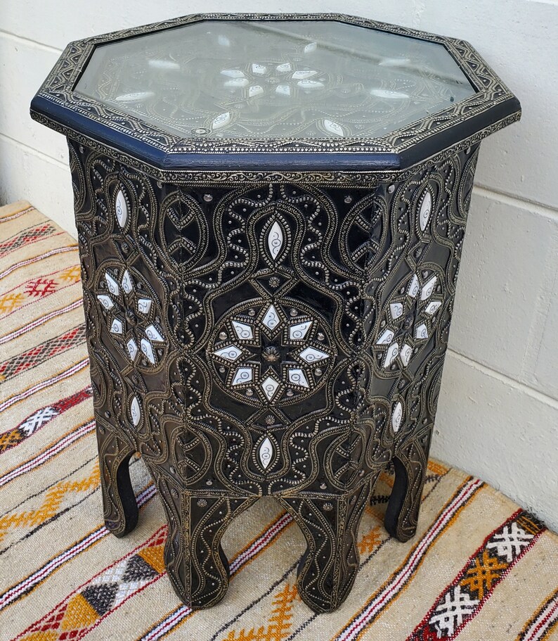 Marrakech Moroccan Camel Bone Side Table White Dye Bone | Etsy