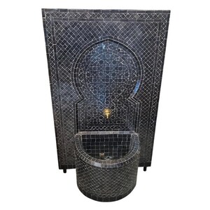 All Black Moroccan Mosaic Tile Fountain