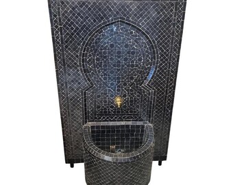 All Black Moroccan Mosaic Tile Fountain