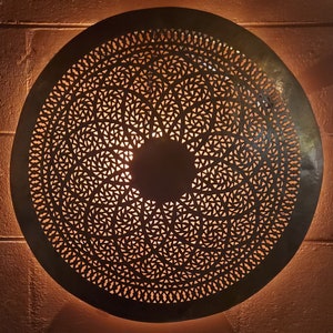 Intricate Moroccan Copper Wall Sconce, Midium Circular II