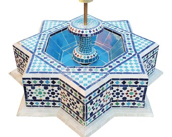 Round Multicolor Moroccan Mosaic Fountain - Marrakech