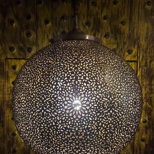 Large Moroccan Ceiling Copper Lamp / Lantern, Ball Shape