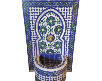 Tazia Blue/White/Green Moroccan Mosaic Tile Fountain