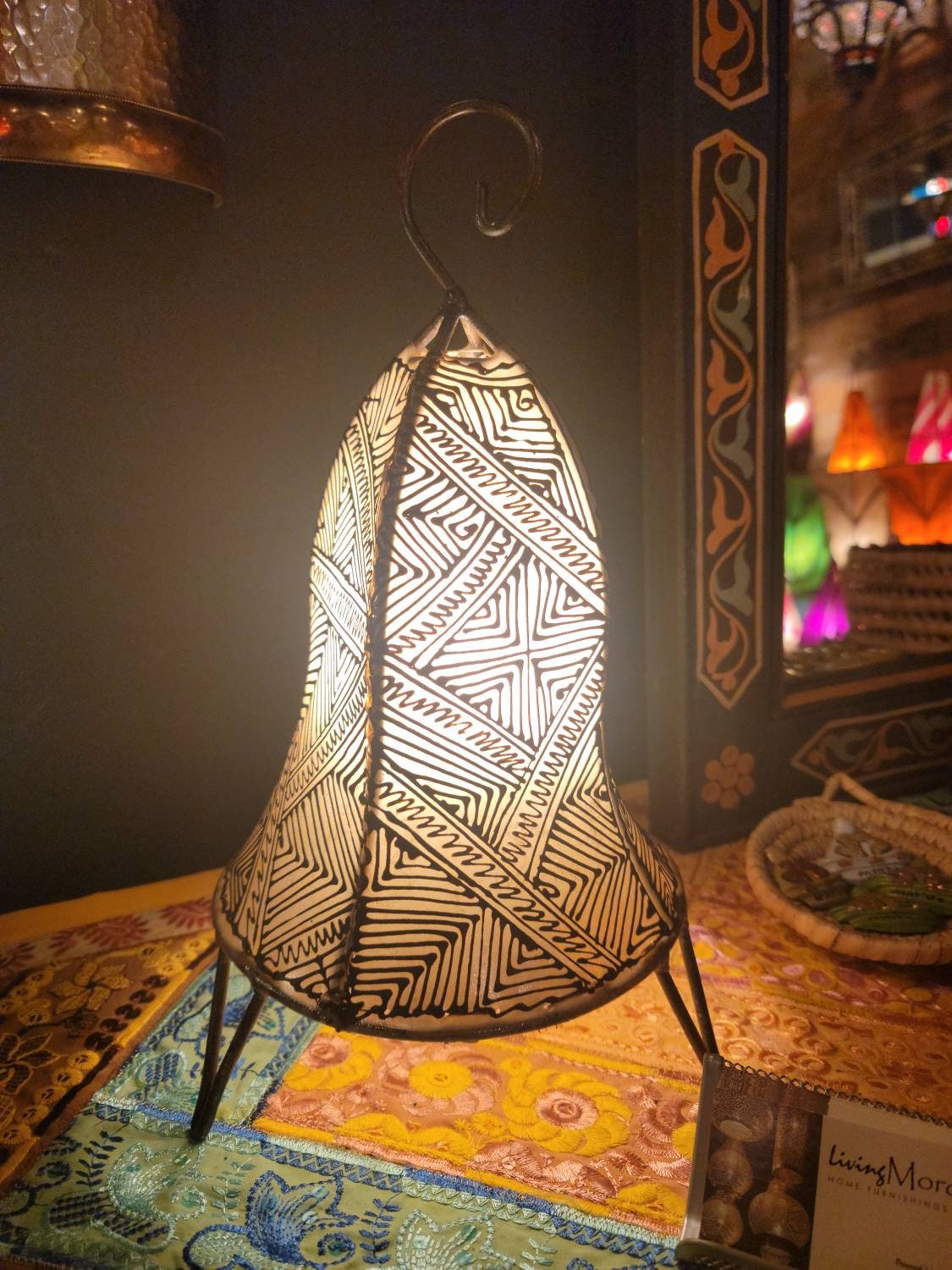 14 Black and White Moroccan Goat Skin Henna Lamp WP Etsy
