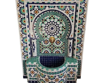 Double Columns Miami Style  Moroccan Hand Made  Mosaic Fountain / Multicolor Intricate Zwa9