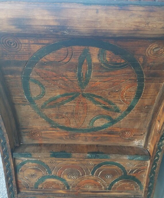 Cedar Wood 1 Seat Moroccan Hand Carved Wooden Bench Home Living