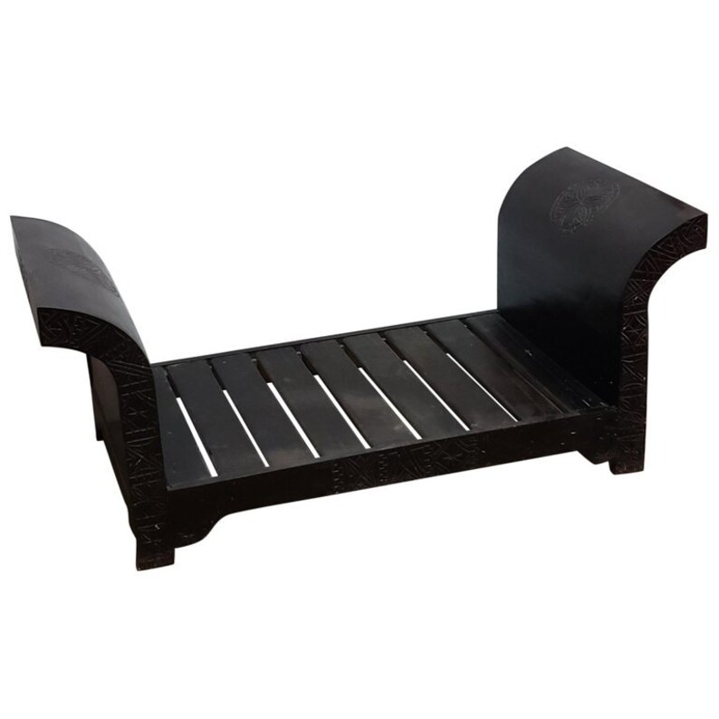 Moroccan Hand Carved Wooden Bench Cedar Wood Low Seating Etsy