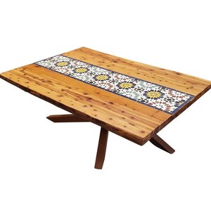 Modern Traditional Moroccan wooden coffee table, Multicolor Mosaic Tile LM 28 l