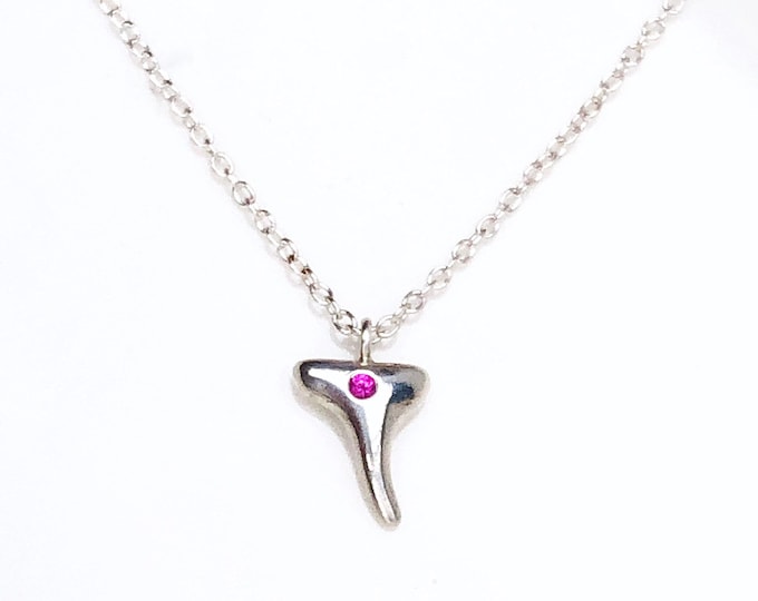 Sterling Silver and Pink Sapphire Shark Tooth Pendant