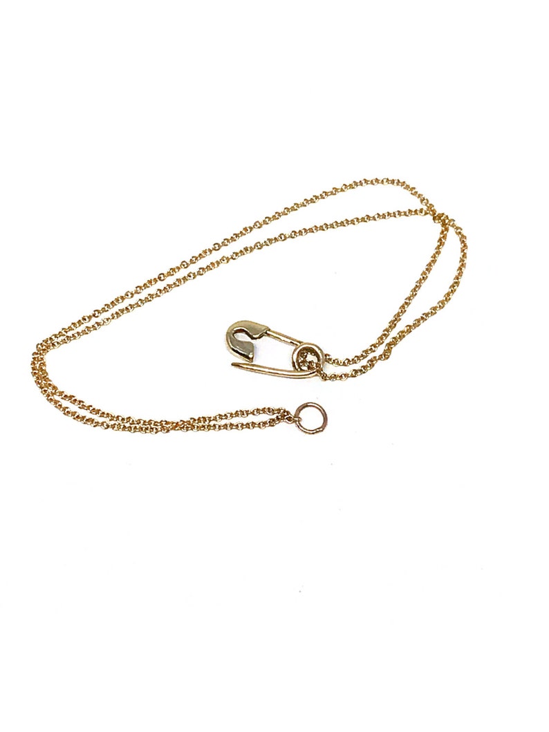 Solid 14 Karat Gold Safety Pin Bracelet