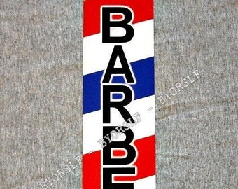 Metal Sign BARBER shop barbershop pole hair stylist cut chair hairdresser stripes decor man cave wall plaque