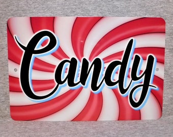 Metal Sign CANDY store shop sweets lollies confection sugar gum chocolate snack