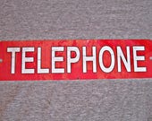Metal Sign TELEPHONE public pay coin vintage replica phone booth prop rotary push button garage man cave wall plaque 3 red