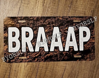 Plaque d'immatriculation BRAAAP motocross moto racing racer rider essais tout-terrain motocross mécanicien plaque métallique en aluminium