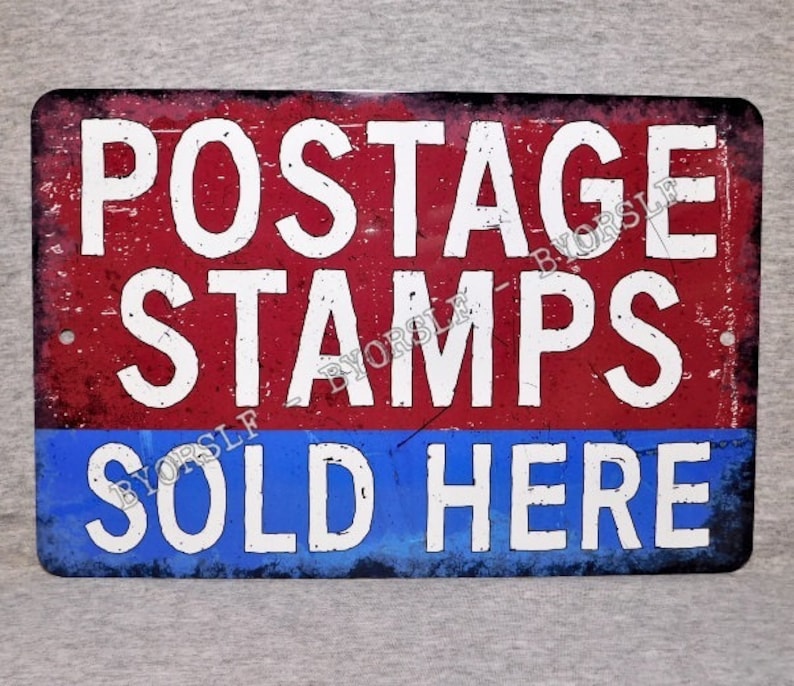 Metal Sign POSTAGE STAMPS post office USPS postal mailman Etsy