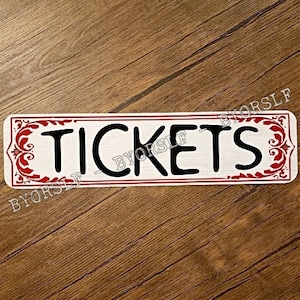 Blechschild TICKETS Ticketstand Kasse Kino Zirkus Kirmes Mittelstand Musik Veranstaltungsort Eisenbahn Flugzeug KIosk Kino Schauspielhaus