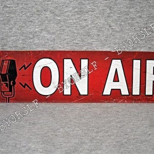 Metal Sign ON AIR radio show station broadcast live news broadcasting podcast room television journalism door vintage replica man cave