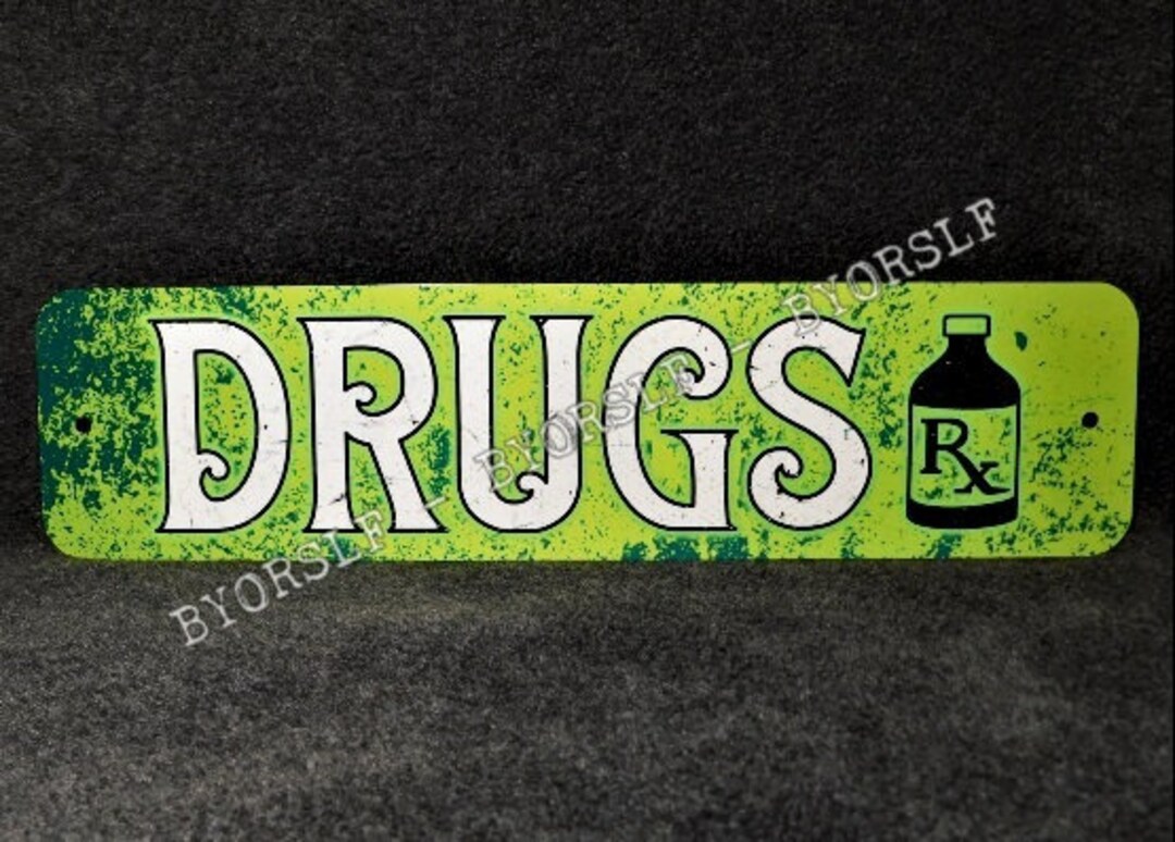Metal Sign DRUGS Drug Store Pharmacy RX Pharmacist Druggist Chemist ...