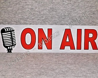 Metal Sign ON AIR radio show station broadcast live news broadcasting television podcast room journalism door studio microphone man cave #3