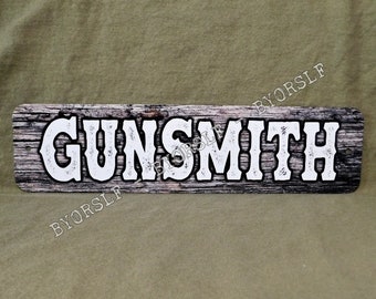 Gunsmith Metal Sign: 3x12 Inch Aluminum Shop Decor