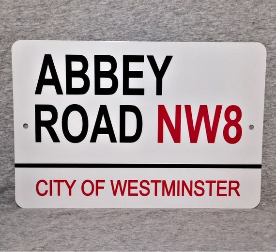 FABULOUS METAL STREET SIGN WALL PLAQUE ABBEY ROAD WESTMINSTER LONDON NW8