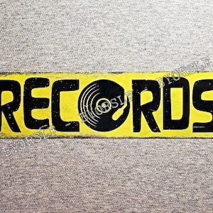metallschild RECORDS vinyl album plattenladen shop day shop musik cds phonograph grammophon analog klang einzelhandel mediale musikTafel 3"x 12"