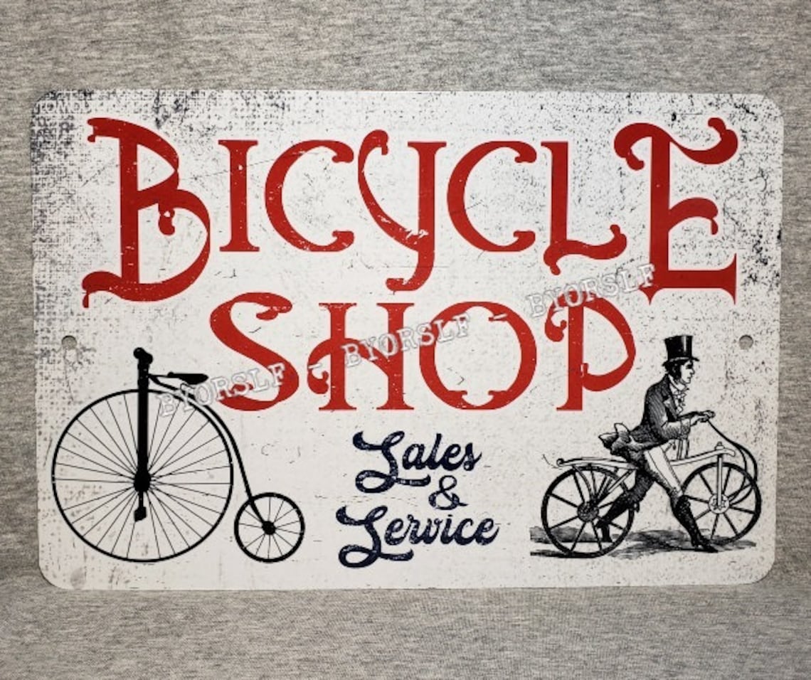 Metal Sign BICYCLE SHOP Bike Bikes High Wheel Vintage Style Etsy