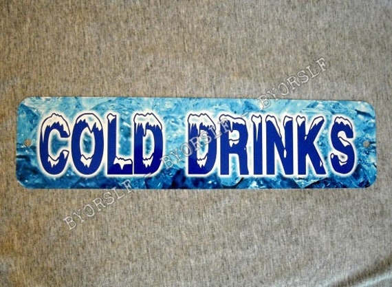 Metal Sign COLD DRINKS soda beer water soft cola pop store market iced tea lemonade ice bar store restaurant concession stand wall plaque
