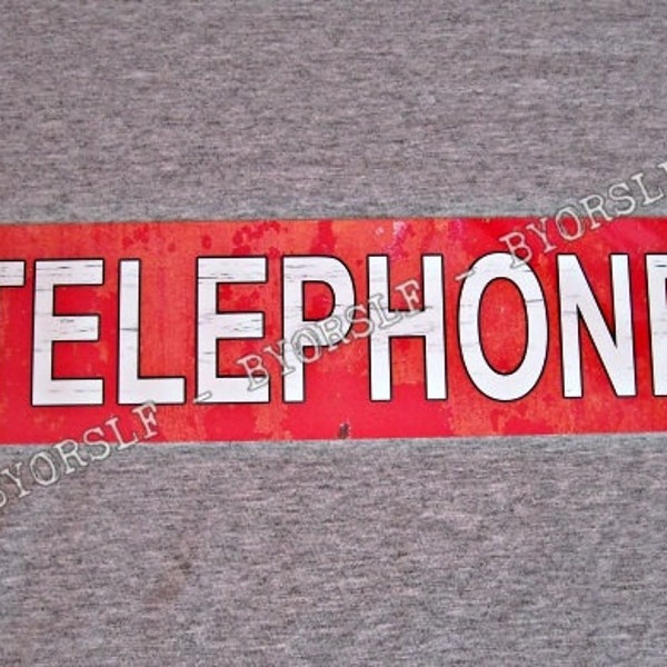 Metal Sign TELEPHONE public pay coin vintage replica phone booth prop rotary push button garage man cave wall plaque #3 red