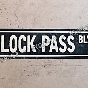 Metal Sign BLOCK PASS BLVD street motocross motorcycle racing racer rider trials off road dirt bike enduro rally mechanic dirtbike braaap