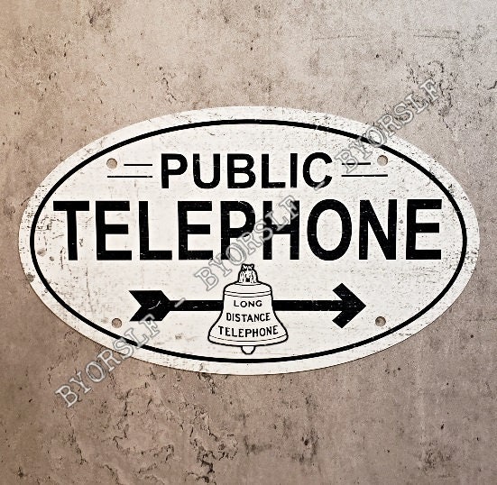 Metal Sign TELEPHONE Public Pay Coin Vintage Replica Phone Booth Prop ...