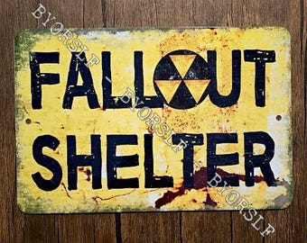 Fallout Shelter Metal Sign, Cold War Decor