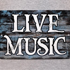 Metal Sign LIVE MUSIC club bar venue concert theatre decor acoustic band group stage hand roadie musician open mic night 8&quot; x 12&quot; man cave