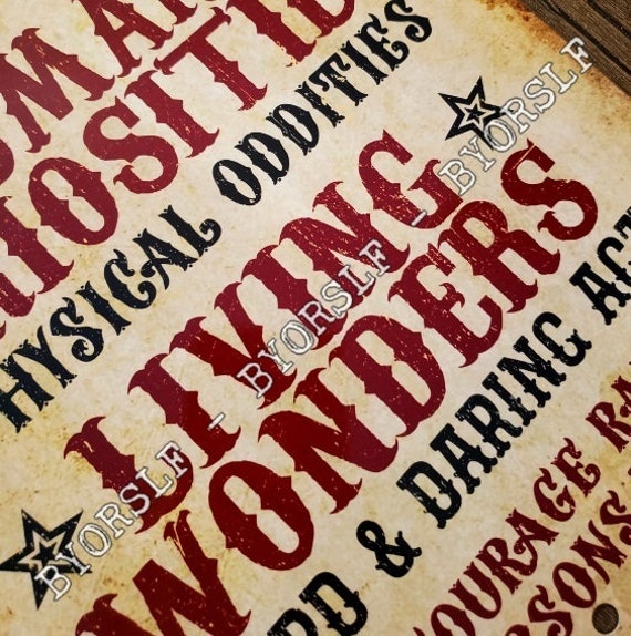 Metal Sign SIDESHOW - WANTED Freak Show Circus Carnival Weird