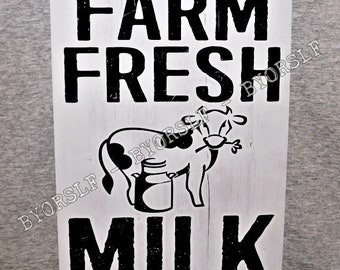 Metal Sign FARM FRESH MILK dairy cow delivery truck animal goat farmer industry 2% farming milking rural area living life cows real
