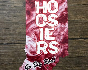 Metal Sign Indiana shaped INDIANA HOOSIERS go big red iu university college d1 Big Ten Bloomington IN indy