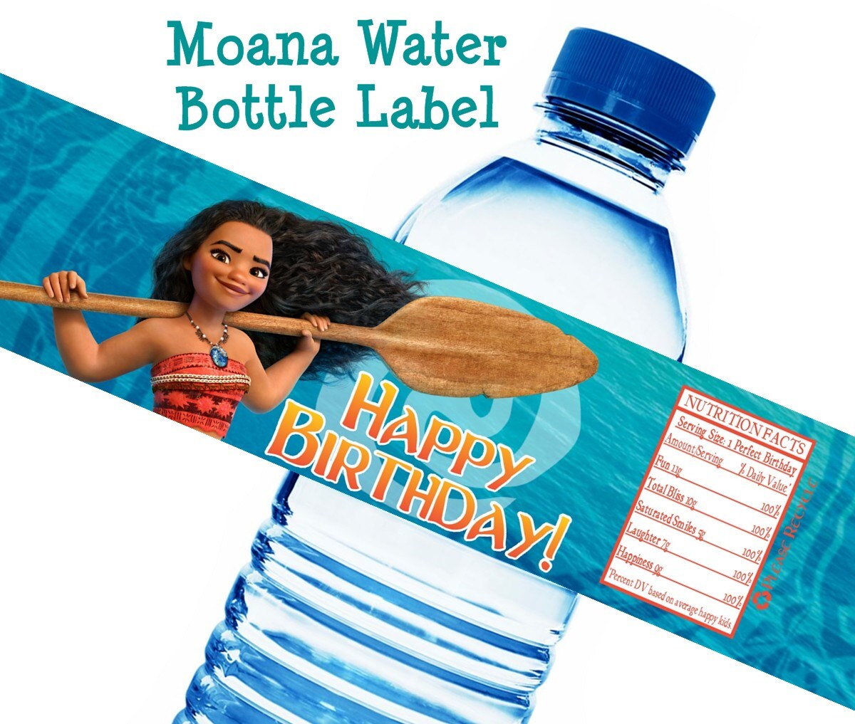 Moana Birthday Water Bottle Label Moana Water Bottle Wrap | Etsy