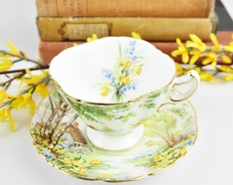 Vintage Hammersley & Co Teacup and Saucer, Lorna Doone Pattern, English Cottage