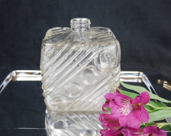 Huge Art Deco Perfume Bottle, Cube Shaped Pressed Glass, Large 1 Quart Capacity, Perfume Display