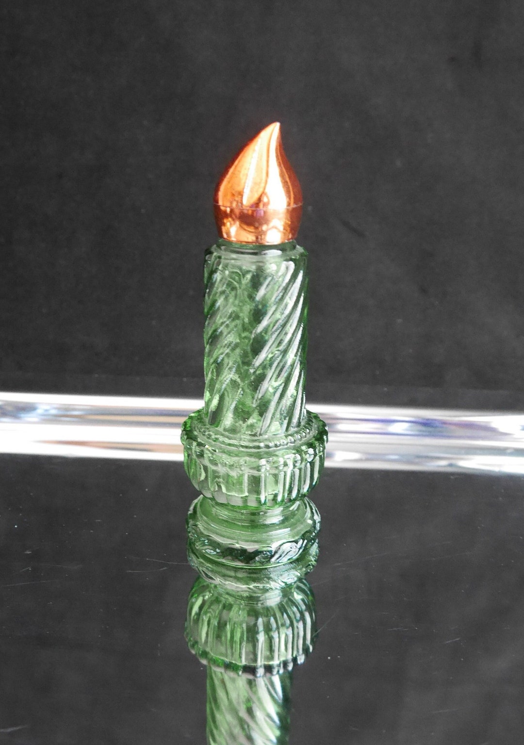 Vintage Avon Christmas Candle Perfume Bottle Green Glass Etsy