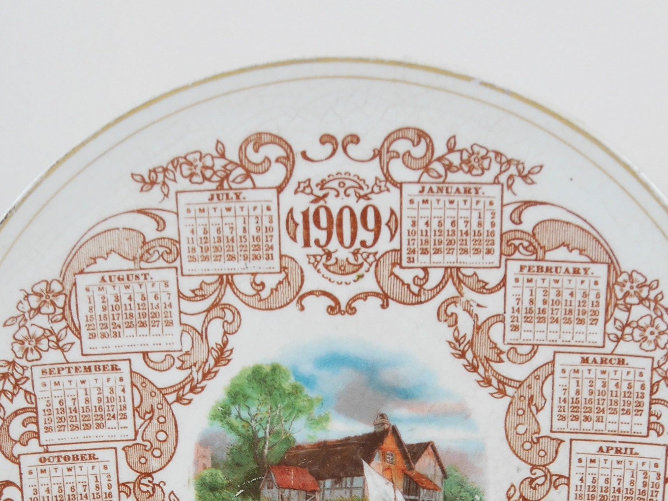 American China Company Antique 1909 Calendar Plate Toronto Etsy