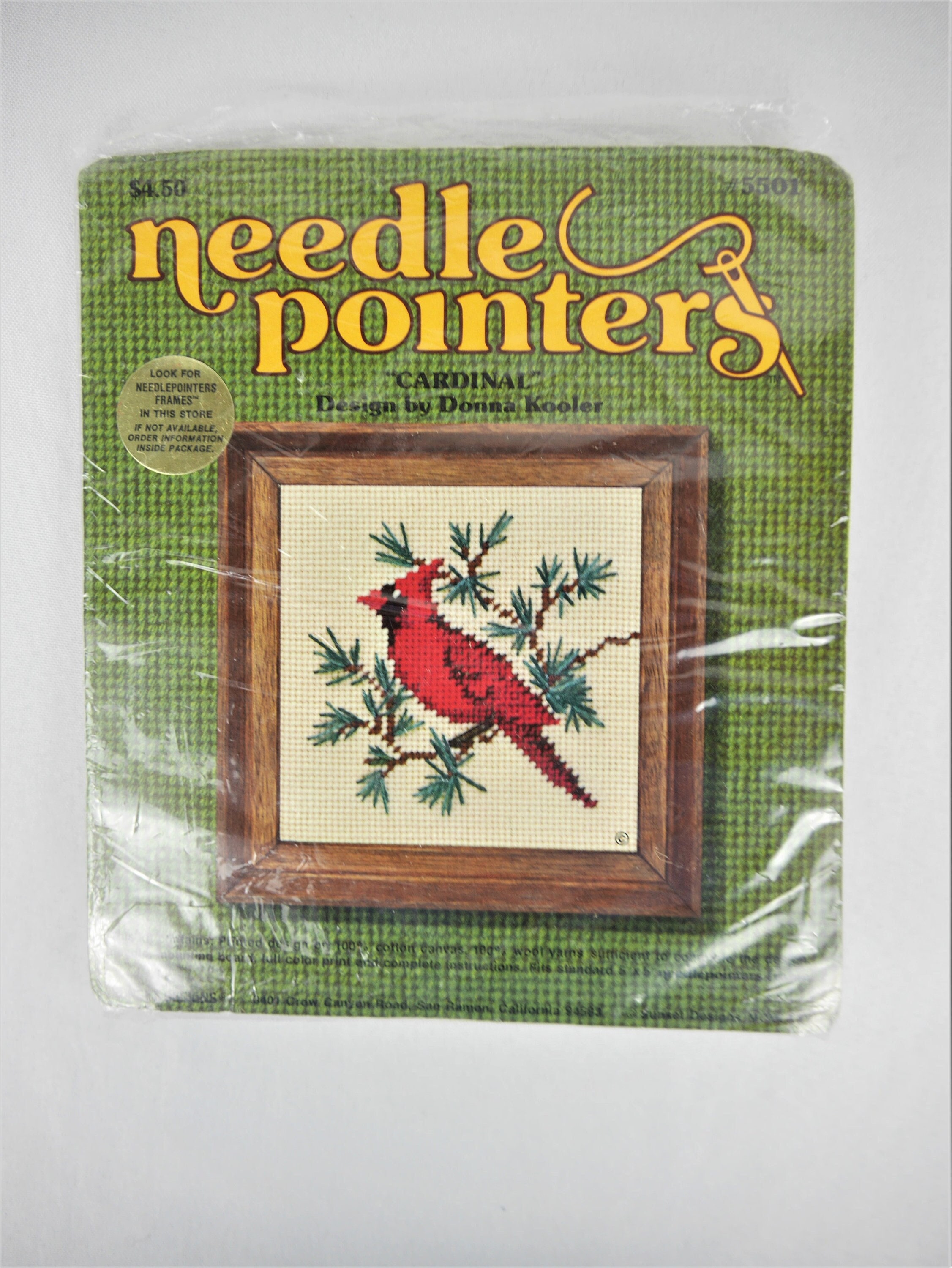 Vintage Cardinal Needlepoint Kit Partially Completed Sunset Etsy